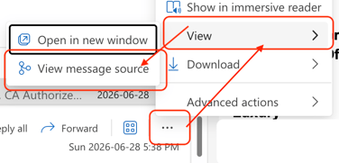 Outlook headers